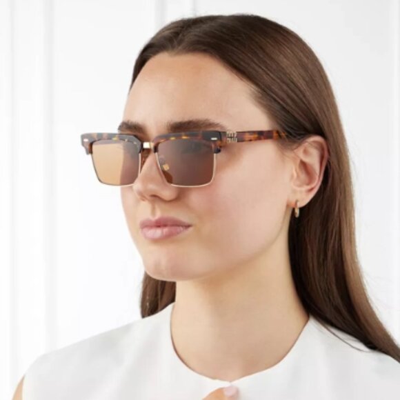 NEW MIU MIU MU10ZS 19P2Z1 WOMEN MIU MIU HAVANA GOLD SUNGLASSES MU 10ZS 19P2Z1 - Picture 4 of 15